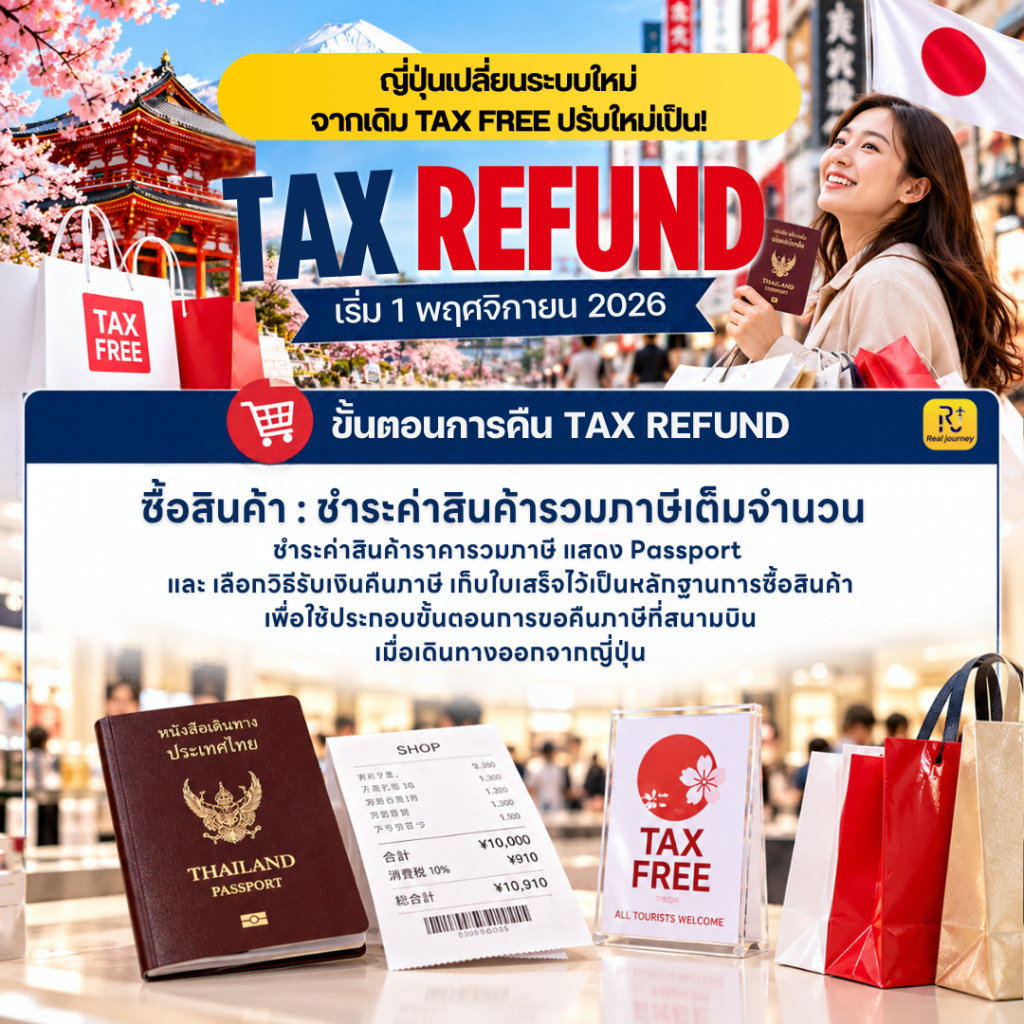✈️ ญี่ปุ่นเตรียมปรับระบบใหม่! TAX REFUND เริ่ม 1 พฤศจิกายน 2026 เป็นต้นไป!